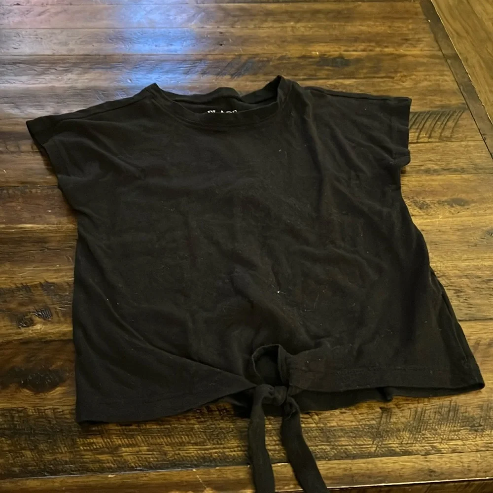 XS Black TieFront T-Shirt